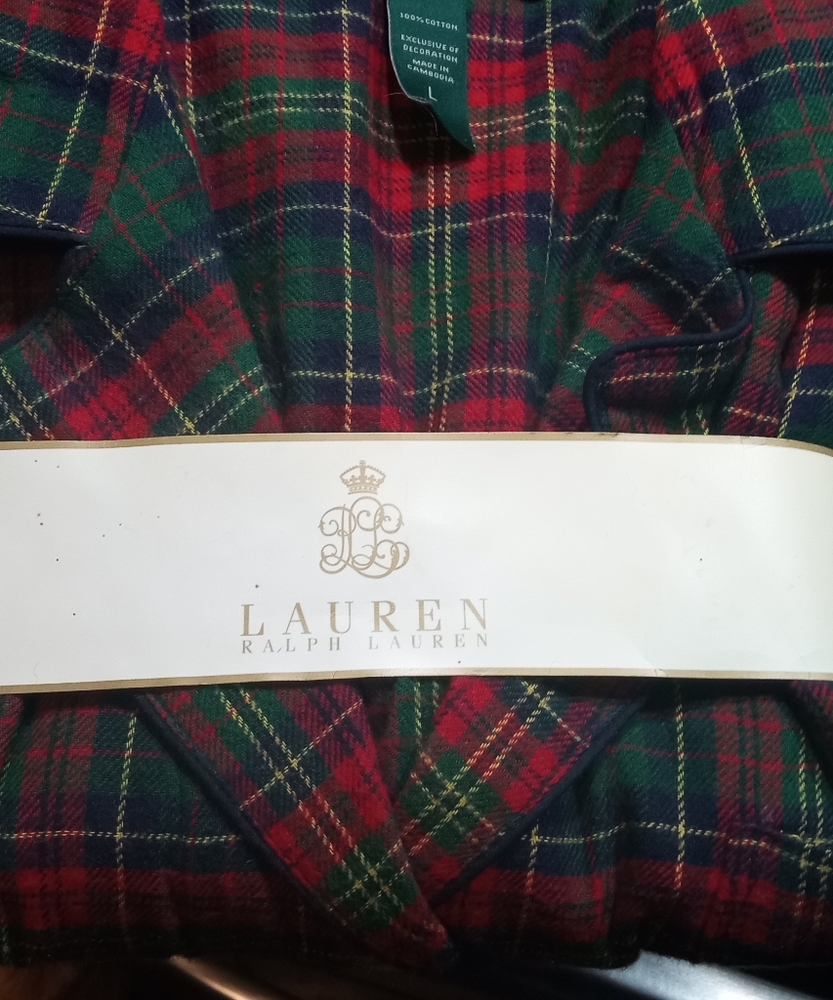 NWT Ralph Lauren women's large L flannel pajamas. Red and Green primary colors